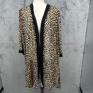 Torrid‎ 1X Kimono Cheetah Black Trim Duster Cardigan Plus Size 14/16 Boho Resort